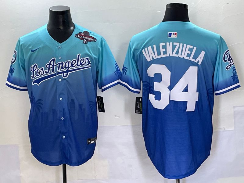 Men 2025 Los Angeles Dodgers #34 Valenzuela Blue Nike MLB Jersey Daoqite style 6->los angeles dodgers->MLB Jersey